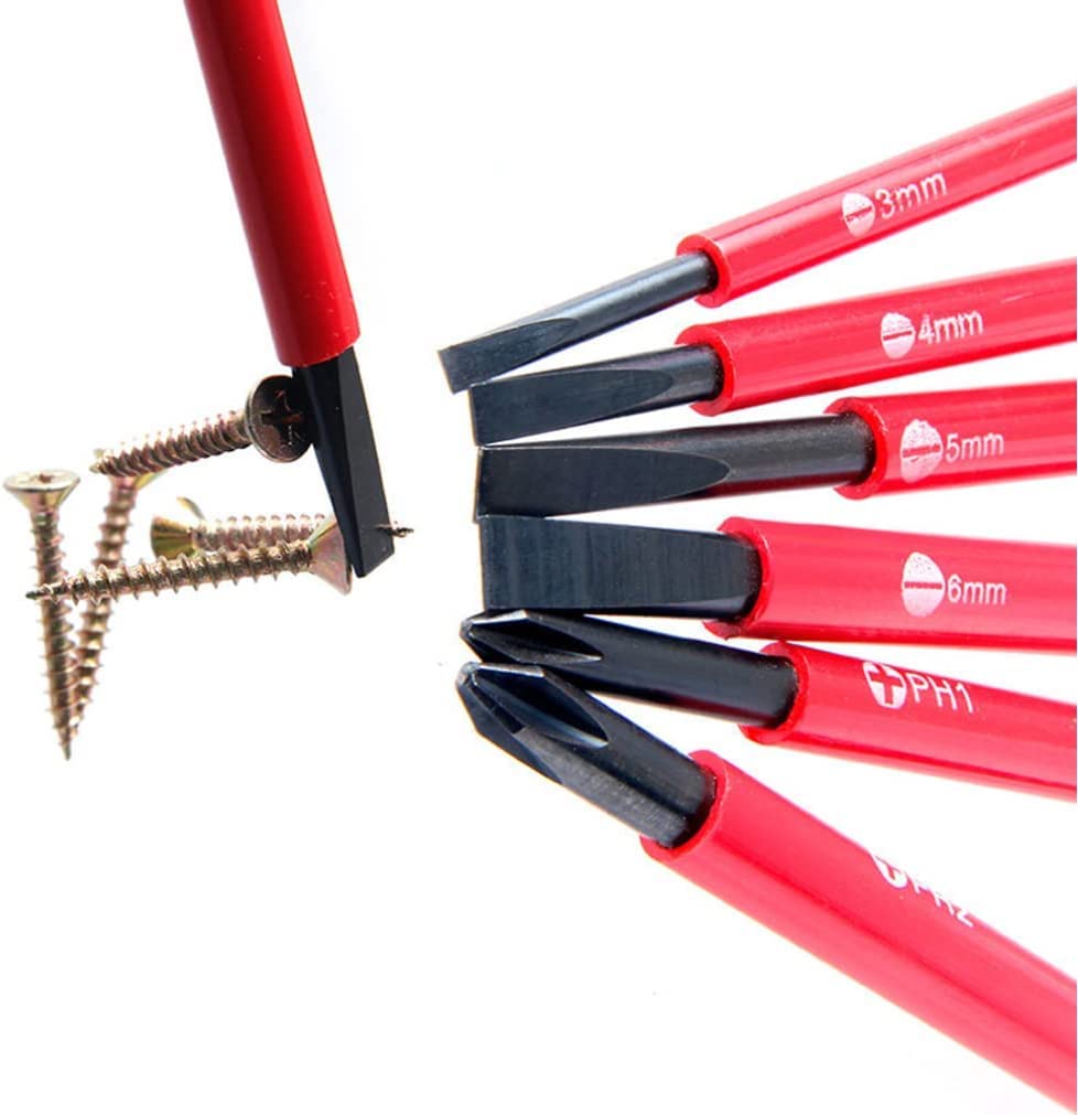 Juego de Destornilladores eléctricos aislados de 1000 V con Punta Phillips, Destornillador de precisión, Kit de Herramientas de reparación para electricistas, 7 Piezas para Uso Ind
