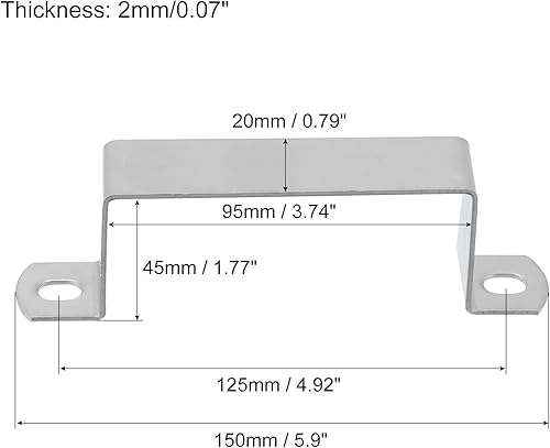 Miniatura 2 de uxcell Soporte de conector en forma de U, 3.740 in x 1.772 in, acero inoxidable 304, soporte de seguridad para puerta, ventana, cobertizo cerrado,