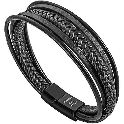 Pulseiras femininas murtoo de couro trançado, pulseira de couro legítimo