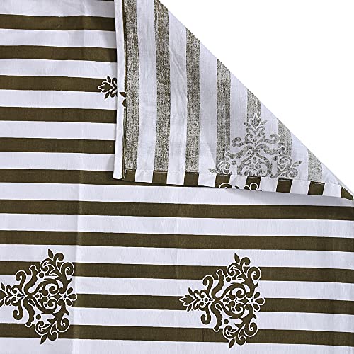Image of Swayam Pure Cotton Double Bedsheet with 2 Pillow Covers | Size 90 x 100 inch | 160 TC | Ethnic Motifs Design | Soft Breathable Bed Sheet | Comfortable & Durable for Bedroom - White & Brown
