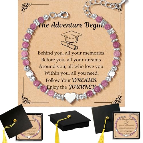 Parma77 2026 Graduation Gifts for Her, High School College Graduation Gifts for Women, Inspirational Compass/Heart Graduation Bracelets with Gift Message Card for Women Daughter Sister Friends