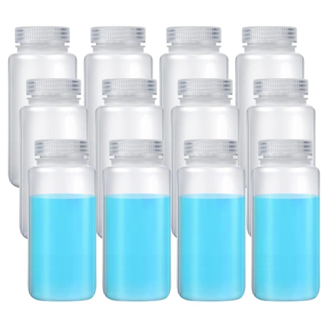 Spylx Plastic Sample Bottles 500ml Laboratory Grade Polypropylene Wide Mouth Reagent Bottles Clear Liquids Storage Bottles with Lids Leak Proof Containers for Lab Classroom (12)-image-37