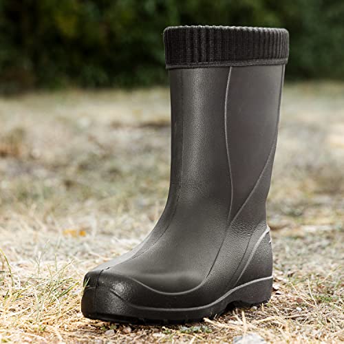 CLIMBR Leichte Gefütterte Gummistiefel Thermo Damen EVA warme Winter Stiefel Gr 36-42 mit Futter (Schwarz, 42)