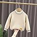 Boys Girls Crew Neck Baggy Knitwear Kids Fall Winter Thermal Thicken Knit Pullover Toddler Solid Long (Beige, 3-4 Years)