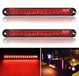 FABOOD F 2 Pack 10" 15 LED Trailer Brake Tail Light Bar Stop Turn Tail Lights Assembly Identification Clearance Strip Red Light Waterproof for Truck RV UTV ATV Duty Marine Boats Trucks Pickups