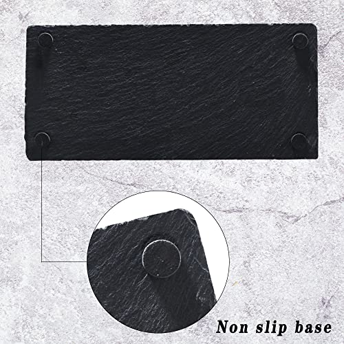 Tablero de queso de pizarra natural negro 12" x 5.5", pack de 5 unidades, para aperitivos, quesos, frutas y carnes, ideal para cocina y fiestas miniatura 3