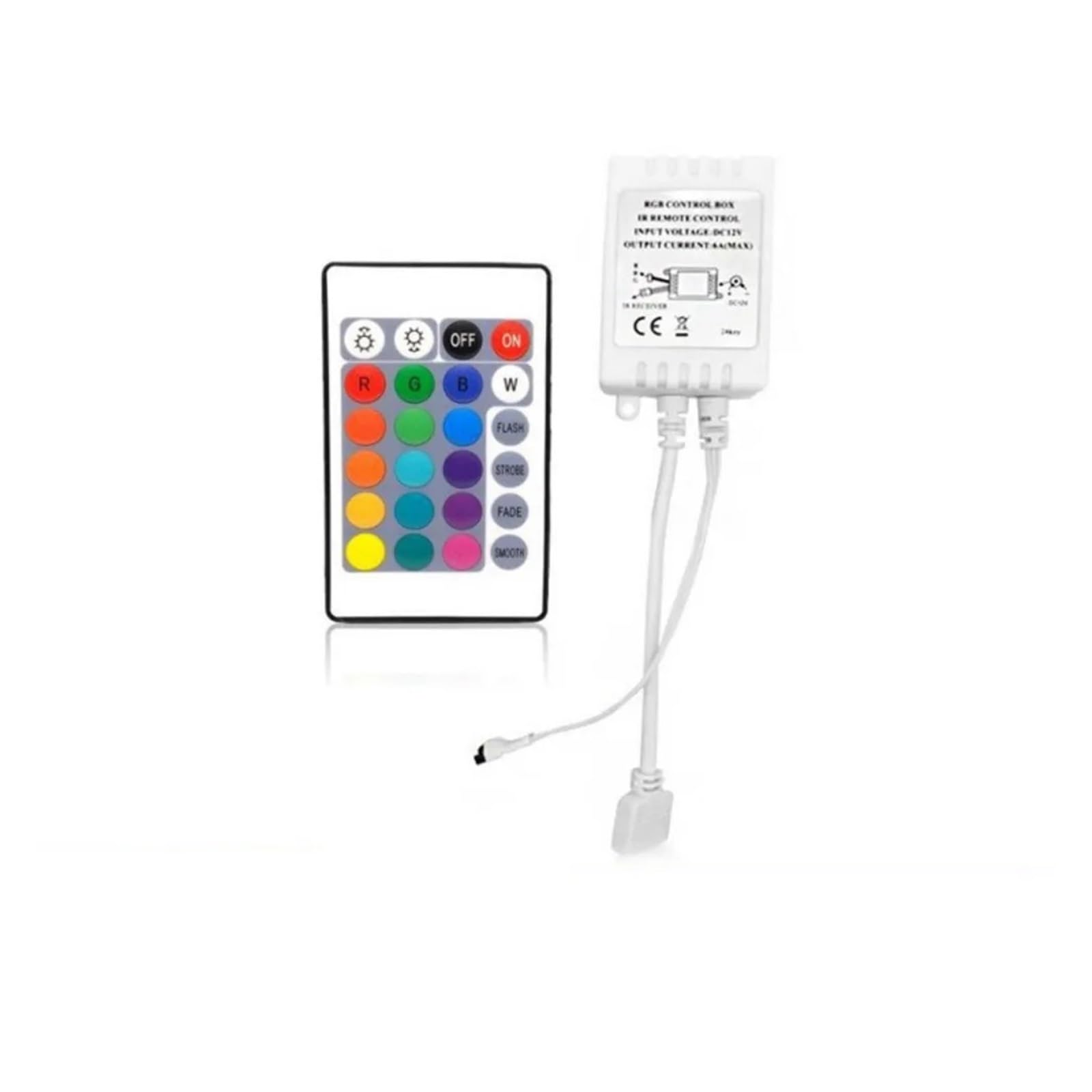 Controlador LED regulable con mando de 24 teclas para tiras RGB 12V