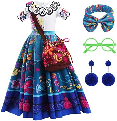 HBTKXIAWEI Magic Family Dress Costume Toddler Girls Cosplay Princess Outfits Kids Halloween Stage Show Party Dress Up (6-7 Years, Blue)