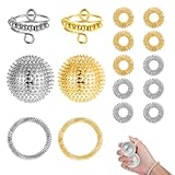 16 Stück Skills Set,Anti Stress Ring,2 Igelball Metall Klein Massageball,Akkupressurringe,2...