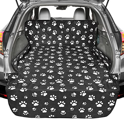 F-color SUV Cargo Liner for Dogs, Upgraded Extra Large Water Resistant Pet Cargo Cover Dog Seat Cover Mat for SUV Sedans Vans with Bumper Flap Protector, Non-Slip, Wear-Proof, Universal Fit, Paw Print