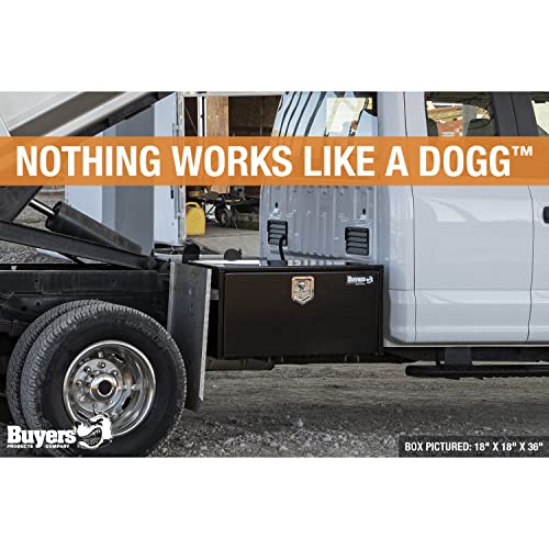 Image of Buyers Products 1702315 Black Steel Underbody Truck Tool Box - 18 x 18 x 60 Inch - Truck Bed & Underbelly RV Storage Box, Locking T-Latch, Weather-Resistant, Heavy-Duty Flatbed Job Box, Made in USA
