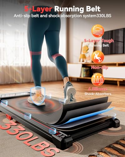 Image of Walking Pad with Incline,XBD Under Desk Treadmill for Home Small Office,2.5HP Low Noise Portable Treadmill with 330 Lbs Capacity,Remote Control and LED Display