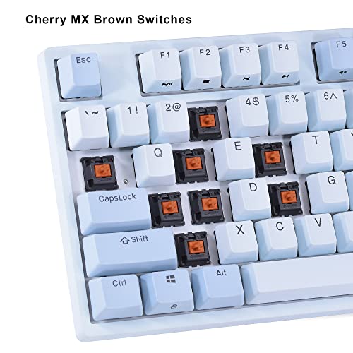 Image of DURGOD Taurus K320 TKL Mechanical Keyboard | 87 Keys Tenkeyless | USB C Wired | Doubleshot PBT Keycaps | Programmable Keys | NKRO Rollover | Windows & Mac (Haze BlueCherry Brown)