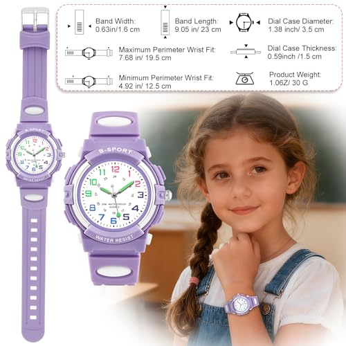 Image of CKV Kids Watch for Boys Girls Ages 5-12, Waterproof Time Teacher Easy to Read Analog Sport Outdoor Children Watches with Soft Band for Kids