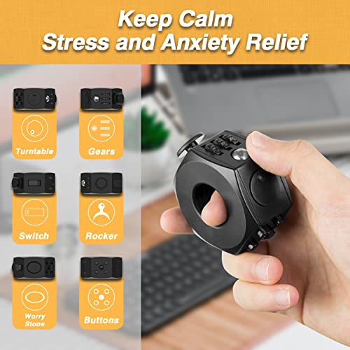Wtycd Fidget Ring Cube Toy, 6-Sided Fidget Functions Hexagon Sturdy Plastic Sensory Stress Relief Fidget Toy For Kids Adults, Gift Ideal For Girls Boy Women Men (1, Pure Black) #TOP1