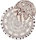 Diamètre : 120 cm Beliani Tapis Boho Rond en Coton ø 120 cm avec Motif et Pompons Rouge et Blanc Oltu