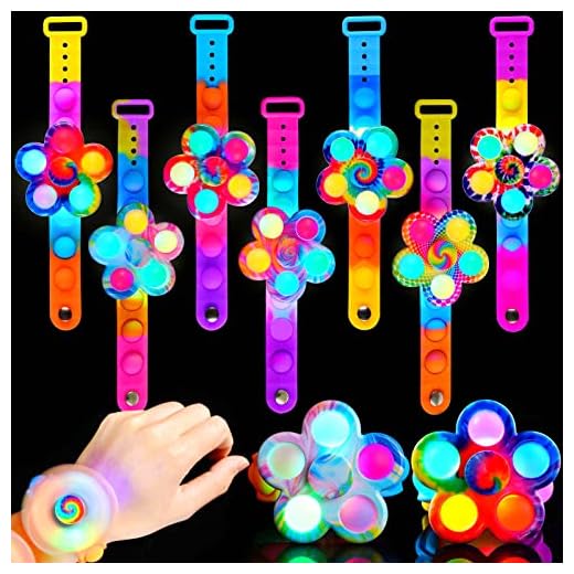 SCIONE Easter Basket Suffers for Kids Party Favors, Upgrade Pop Bracelet Light Up Toys-Ultra Durable Glow in The Dark Supplies-Kid Birthday Return Gift Goodie Bag Stuffers Classroom Prize-12 Pack
