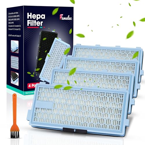 FAMELEC 4 Pack for Miele Hepa Airclean 50 Filter, Compatible with Miele Hepa Filter SF-HA 50 Models S4, S5, S6, S8, Fits for C2 Compact, for C3, C2 Complete, Filter for Vacuum Cleaner