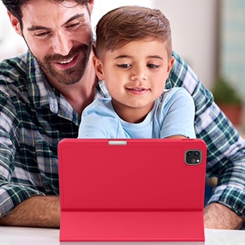 Image of ZryXal New iPad Pro 13 Inch Case (M5) 2025 / (M4) 2024 with Pencil Holder, Smart iPad Case [Support Pencil Pro and Pencil (USB-C)], Support Touch ID and Auto Wake /Sleep (Red)