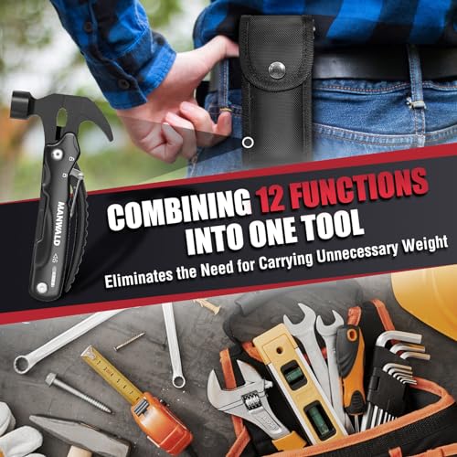 12 in 1 Multitool Hammer, Gifts for Dad, Christmas Stocking Stuffers for Men Adults, Camping Accessories Survival Gear, Cool Gadgets Gifts for Men, Husband, Boyfriends, Birthday Gifts for Him - Image 6