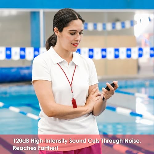 Emergency Whistles with Lanyard Red Safety Whistle for Lifeguard Outdoor Emergency Camping Hiking Boating Loud Signaling Whistles - Image 5