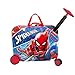 Fast Forward Spiderman Ride on Luggage for Kids, 18'' Suitcase with Seat for Kids, Cute Lightweight Travel Trolley