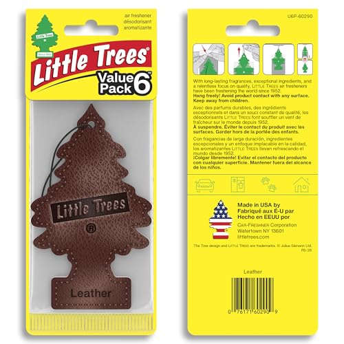 Image of LITTLE TREES Car Air Freshener | Hanging Tree Provides Long Lasting Scent for Auto and Home | Leather, 24 Air Fresheners