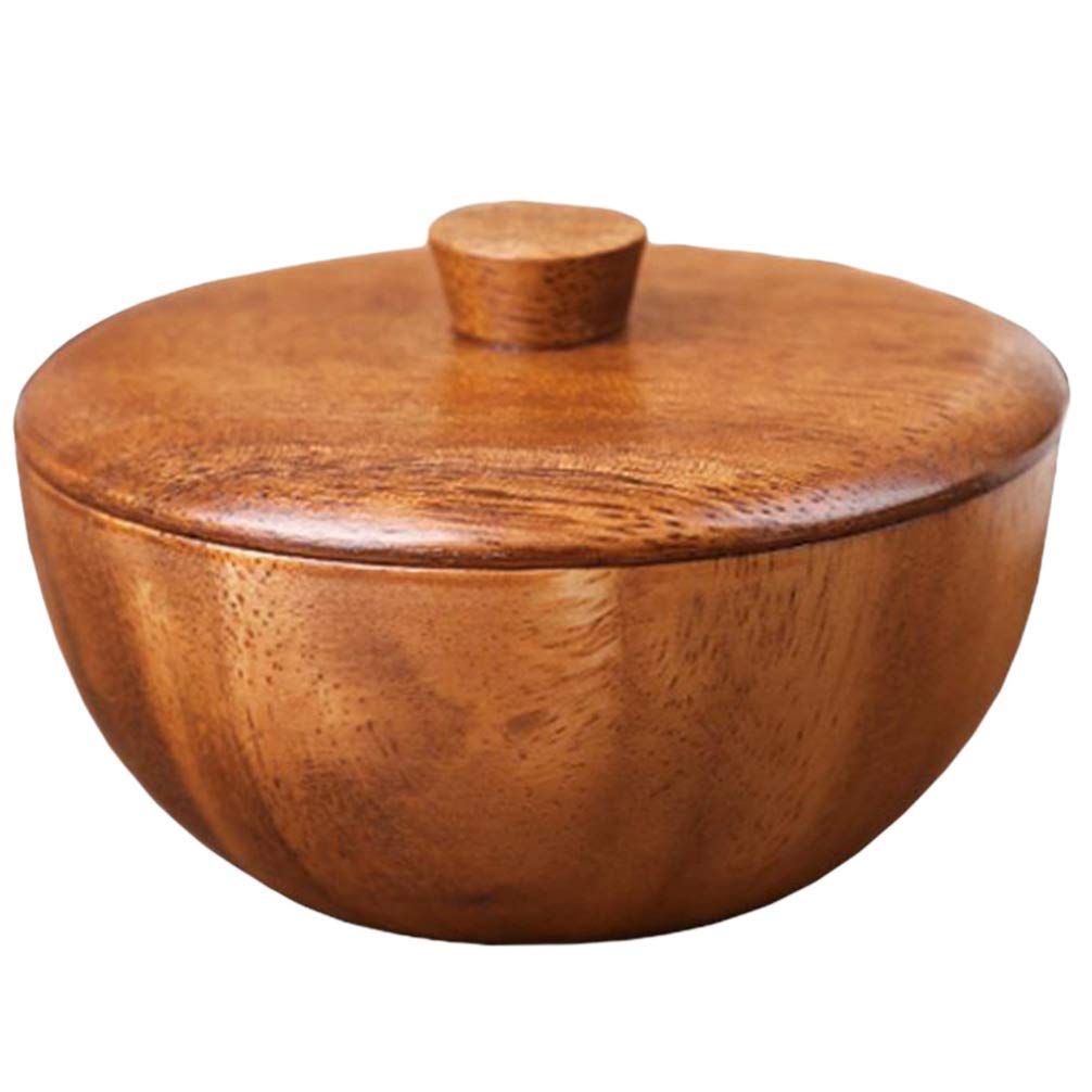 Amazon.com: Hemoton Wooden Bowl with Lid Acacia Wood Rice Bowl