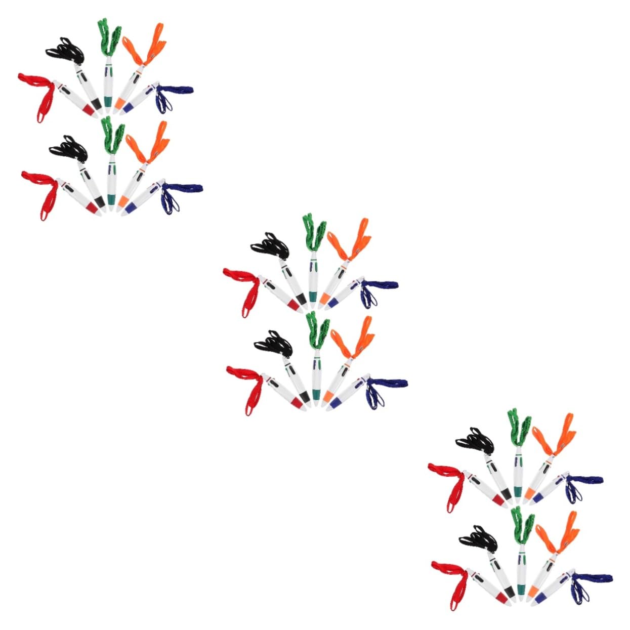 Sewroro 3 Ensembles Lot De Stylos À Billes Multicolores Avec Cordon Stylos Rétractables Pour École Pratiques Et Amusants Pour Garçon Fille Et Étudiants Rouge Vert Bleu Noir 10 Pièces * 3