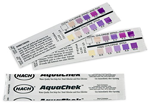 Hach 2793944 Free & Total Chlorine Test Strips, 0-10 mg/L, Individually Wrapped, 250/pk