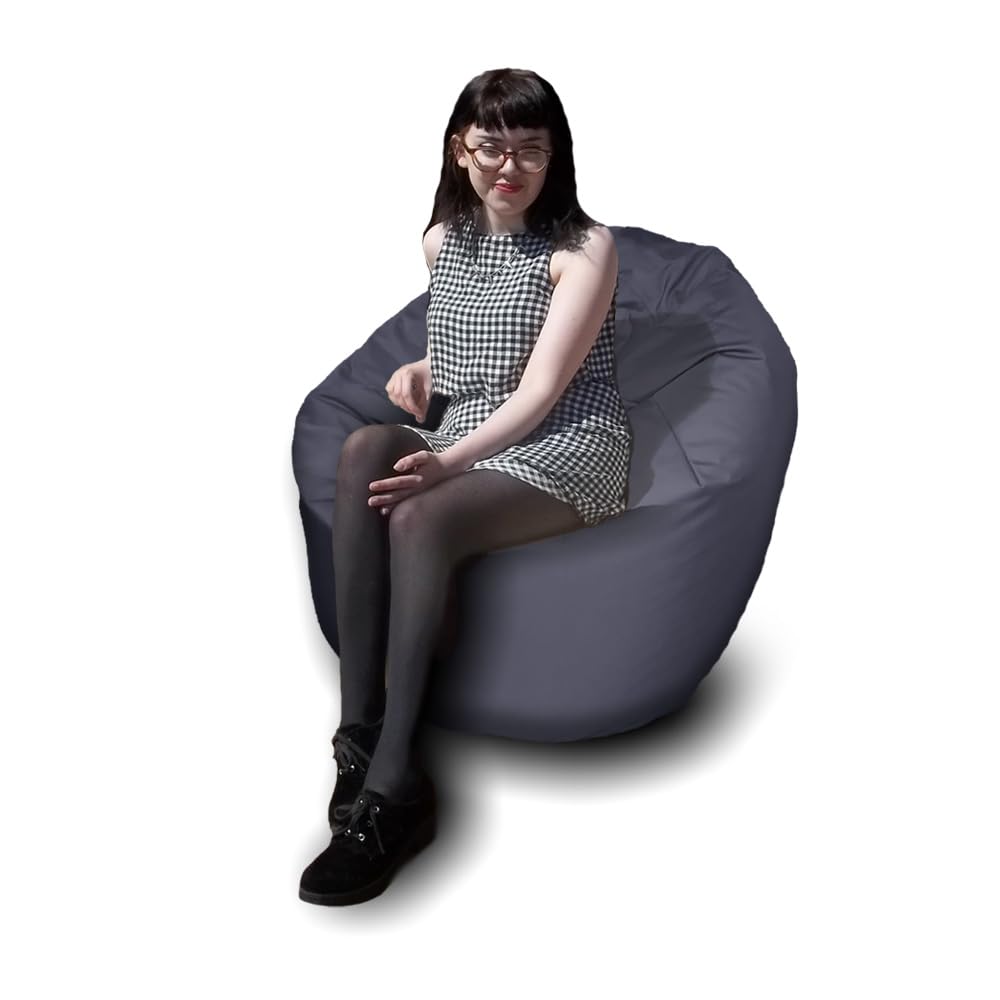 Bean Bag Beanbag, Cotton, Gaming Chair Seat Lazy Lounger Couch, for All Ages. Filling Included, Fire Retardant Covers & Filling. (Charcoal (Polycotton), Large (70 x 70 x 90 cm))