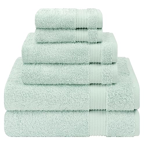 Cotton Paradise 6 Piece Towel Set 100% Cotton Soft Absorbent Turkish Towels for Bathroom 2 Bath Towels 2 Hand Towels 2 Washcloths Mint Towel Set