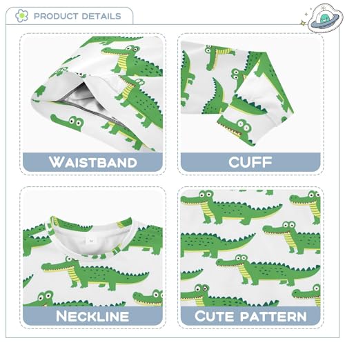 JUNZAN Green Crocodiles White Kids Boys Sweatshirts Hoodies Crewneck Kids Hoodies Boys Camping 4T3