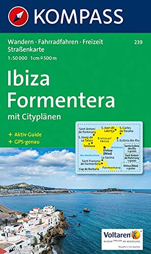 KOMPASS Wanderkarte 239 Ibiza, Formentera 1:50.000: markierte Wanderwege, Hütten, Radrouten