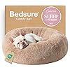 Bedsure Calming Dog Bed Medium Size Dog – Donut Washable Medium Pet Bed, 30 inches Anti-Slip Round Fluffy Plush Faux Fur Cat Bed, Fits up to 45 lbs Pets, Camel