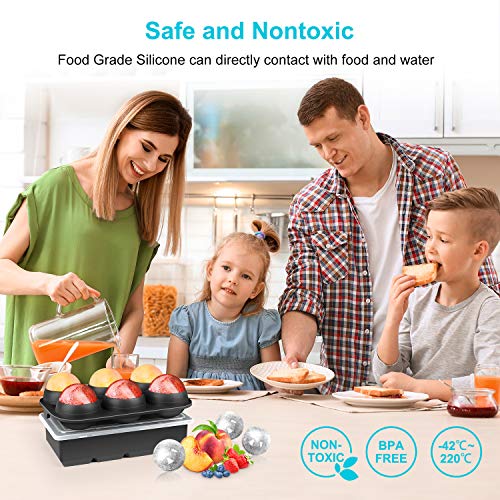 Siliconen ijsblokjesvorm, 2 XXL ijsblokjesvormpjes, 6 ijsbalvormpjes en 8 ijsblokjesvormpjes met deksel en trechter, BPA… - Afbeelding 4