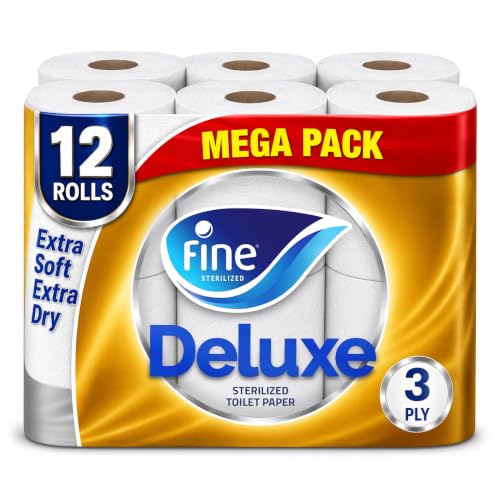 Fine Deluxe Toilet Tissues Paper 12 Rolls 140 sheets x 3 Ply