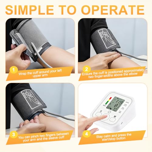 Tensiómetro de Brazo, Medición Precisa de la Presión Arterial y el Pulso, Detección de Arritmias, Pantalla Digital, Indicaciones de Voz(Inglés), Brazalete Ajustable (22-45 cm), 2 x 99 Memorias - imagen 4