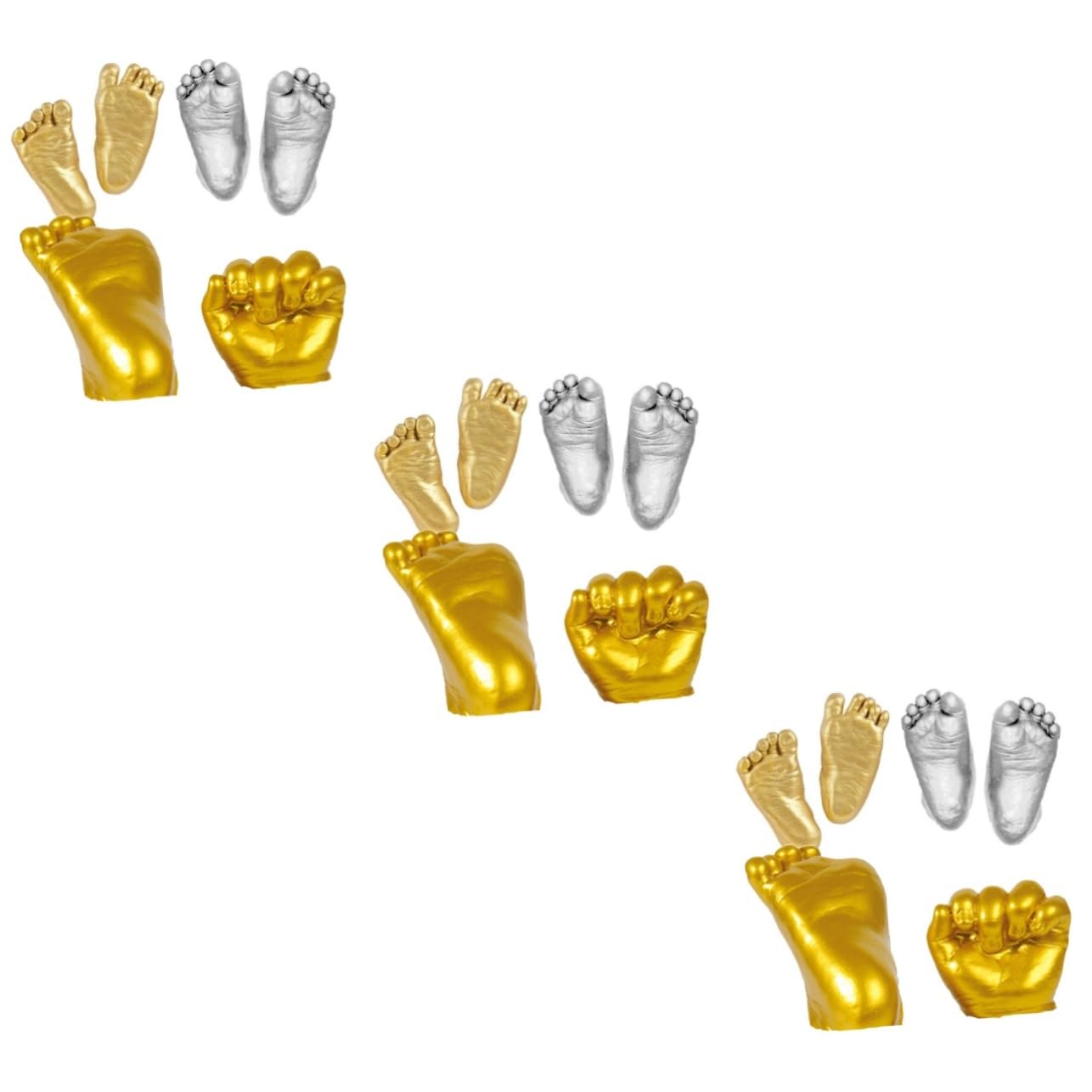 Yardwe 3 Pièces Kit Moulage Main Plâtre avec Poudre Or et Pinceau Souvenir Naissance Personnalisé Diy pour Main et Pied