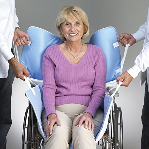 Image of Skil-Care TLC Positioning Pad with Hook & Loop, 40x36 Inch Bed and Chair Positioning Pad with Reinforced Handles, Lifting Turning Patient Sheet for Elderly, Blue, 555018