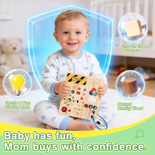 Image of Grarain Busy Board for Toddlers - Montessori Educational Toy for 1-3 Year Old Boys & Girls | Travel-Friendly Sensory Learning Activity | Ideal for Kids with Autism(Busy Board v4)