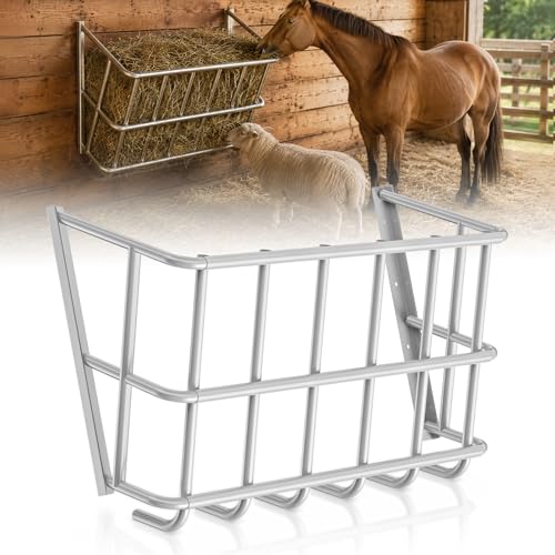 20 Gallon Wall Mount Hay Feeder Metal Hay Rack for Goats and Horses