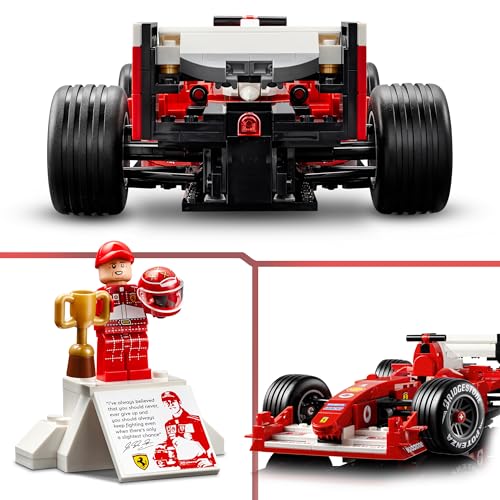 Image of LEGO Icons Ferrari F2004 & Michael Schumacher - Model Car Kit - F1 Race Car for Adults - 11375