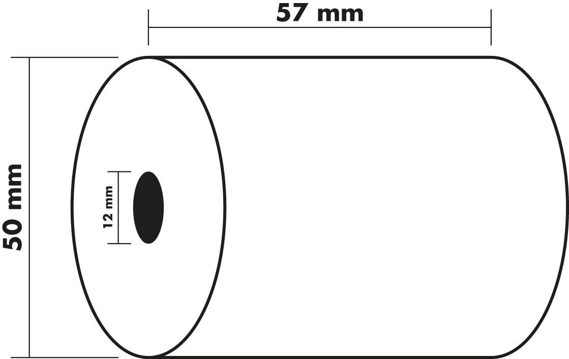 Bobines pour machines a calculer 57x50x12x25 - 1 pli offset blanc 64 g/m