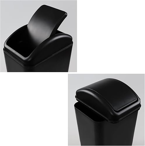 Miniatura 4 de Cand Cubo de basura de plástico pequeño de 14 L, cubos de basura delgados con tapa abatible de 3.2 galones (negro)