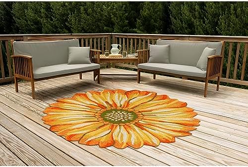 Liora Manne Sunflower Yellow Indoor/Outdoor Rug, 5 ft Round