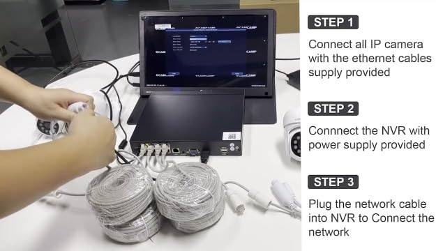 Bild 6 - CAMCAMP 5MP PoE Überwachungskamera Aussen Set, 4X PoE IP Kamera und 500GB HDD NVR für 24/7 Aufnahme Innen Outdoor, Auto-Tracking, 2-Wege Audio, 30M Nachtsicht, PIR Bewegungsmelder, 0 Monatliche Gebühr