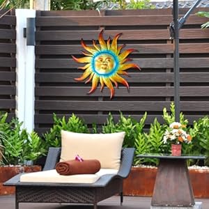 Large Metal Sun Wall Art Decor - 23.6 inches Outdoor Wall Decor,Sun Face Sculpture for Garden Farmhouse Yard Patio Fence Living Room Bedroom Gift Idea for Family Friends Large Metal Sun Wall Art Decor 236 inches Outdoor Wall DecorSun Face Sculpture for Garden Farmhouse Yard Patio Fence Living Room Bedroom Gift Idea for Family Friends