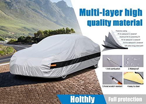 Image of 10 Layer Car Cover Waterproof All Weather for Coupe,100% Waterproof Outdoor Car Covers Custom Fit for Audi TT, BMW Z4, Porsche Boxster Cayman 718, Toyota 86, Subaru BRZ,etc Silver