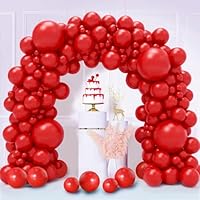 Red Balloons, 130PCS Red Balloon Arch Kit, 18 12 10 5 Inch Latex Balloons Garland, Matte Balloon for Birthday Graduation Wedding Valentine Princess Anniversary Party Decorations
